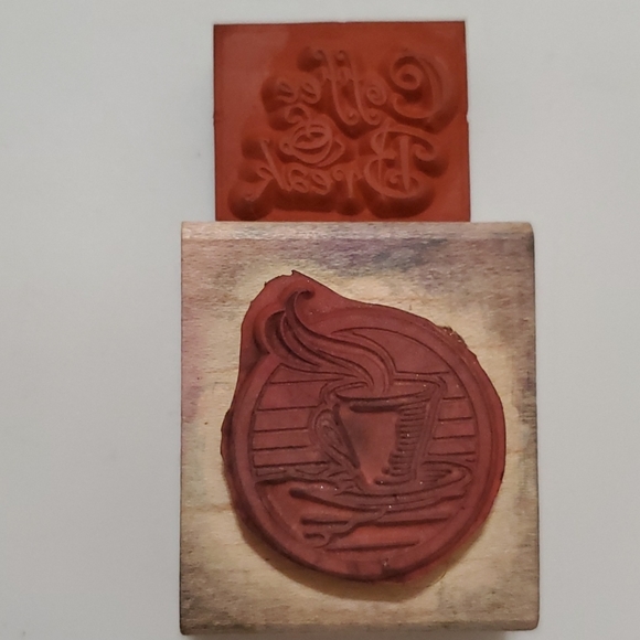 3 rubber stamps Oreo cookies 'coffee break' words steaming mug Rubber Stampede - Picture 7 of 7